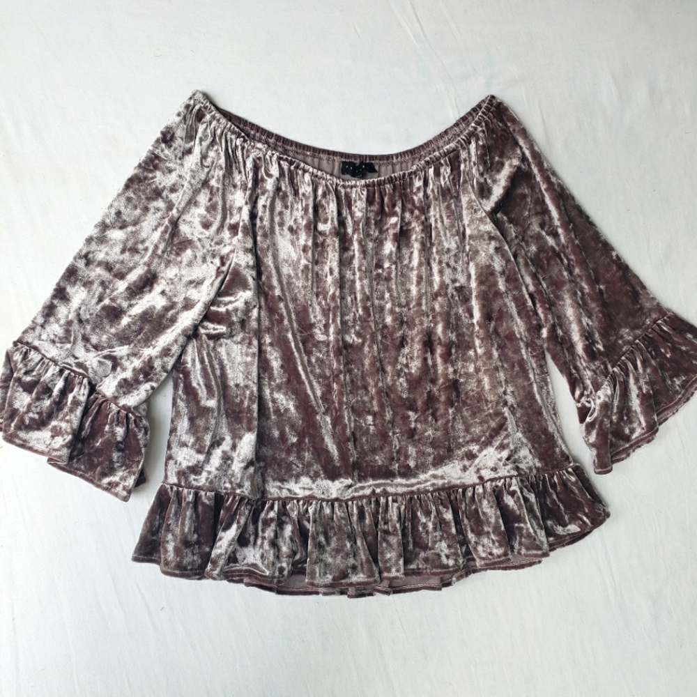 Sanctuary Julia Mauve Crushed Velvet Small Top